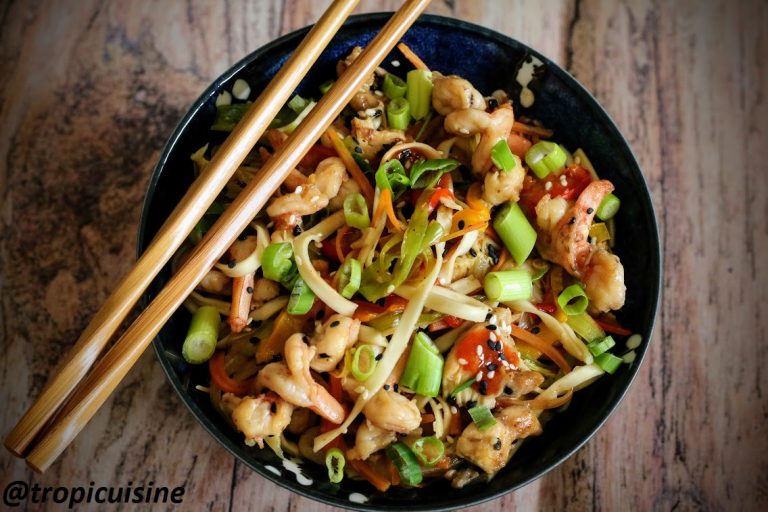 Chow mein crevettes cours de cuisine grenoble tropicuisine à dom